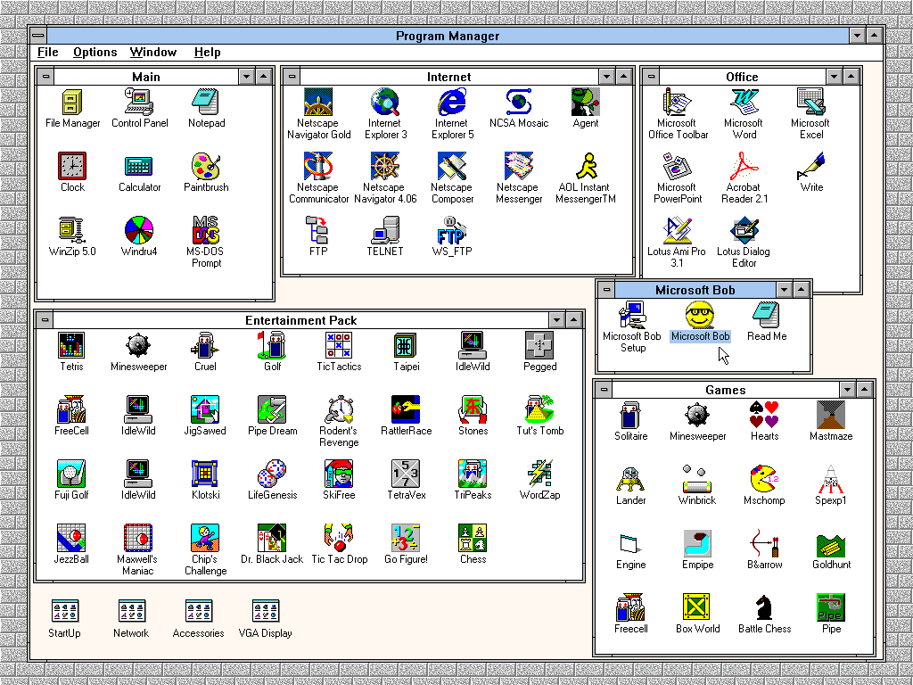 Windows 3.11 Program Manager desktop
